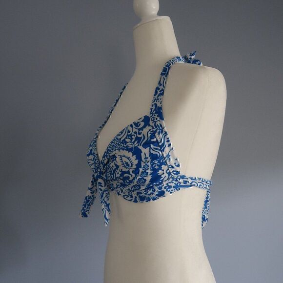 MOSSIMO BLUE PAISLEY SWIM BIKINI TOP SIZE MEDIUM - Picture 4 of 5
